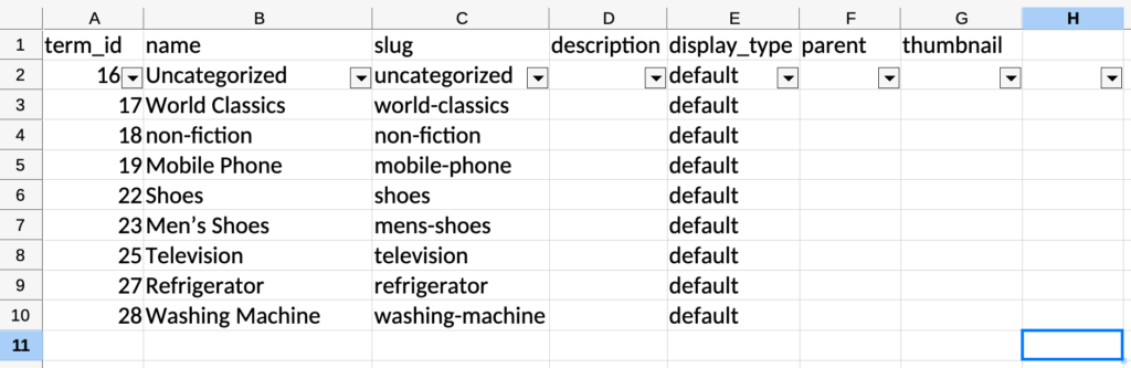Excel file